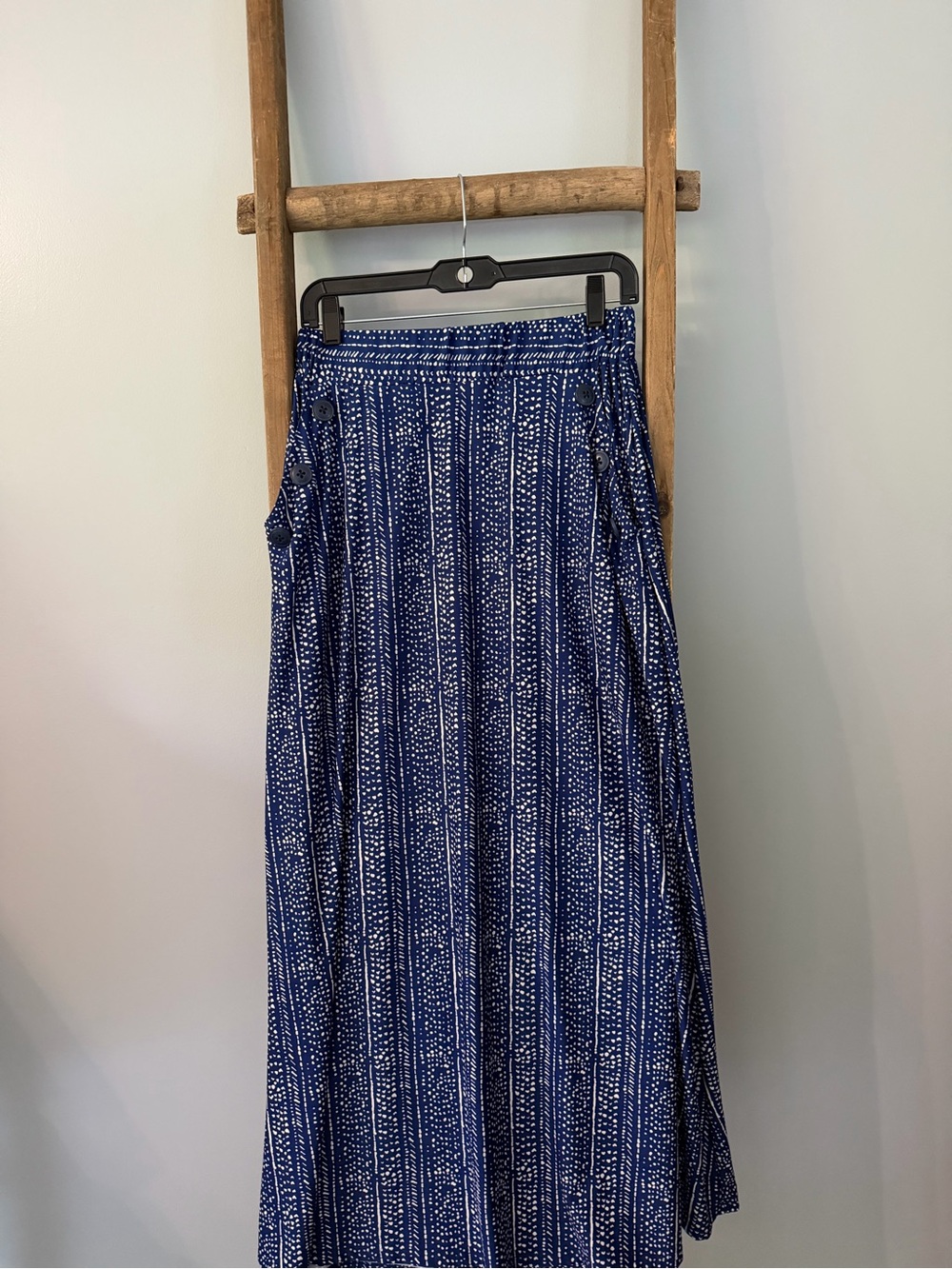 Robert Louis Navy & White Dotted Stripe Maxi Skirt